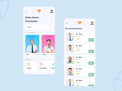 Doctor Consultation app design app designer colorful design consultation doctor doctor app doctor appointment health app healthcare home screen illustration medical medical app mobile app design ui