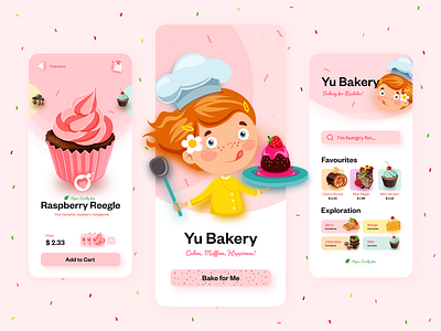 Yu Bakery : A homemade bakery product concept adobe xd bakery cake cake shop cakery cute delicious design food happy hungry muffin pink ui