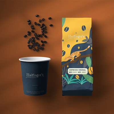 Halfinger's Espresso Label design & packing branding branding identity design graphic design illustration illustrator