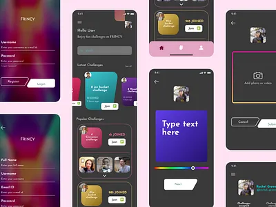Frincy App- Freelancer contest app app design design flat landing page landing page design mobile app design mobile design mobile screens mobile ui ui uidesign uiux user interface design userinterface ux ux ui