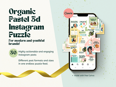 Organic Puzzle 3d Instagram puzzle graphic design instagram template social media template