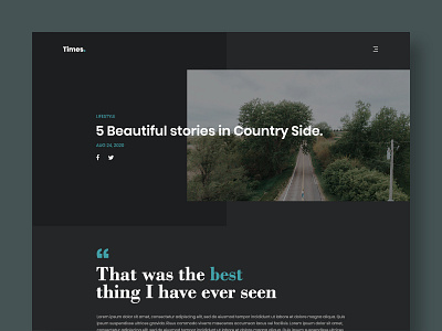 Blog Post UI Design - Daily UI 035 adobe photoshop blog blog design blog post daily ui dailyui dailyuichallenge dark design minimalistic modern typography ui web design webdesign