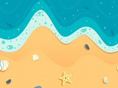 Beach animation beach design fish flat holiday illustration sea starfish summer top view tourism travel vacation vector