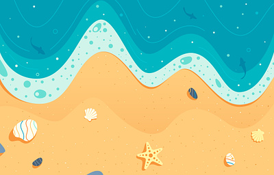 Beach animation beach design fish flat holiday illustration sea starfish summer top view tourism travel vacation vector