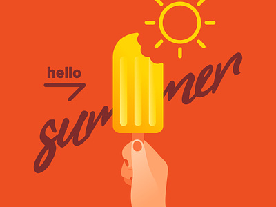 Popsicles chill cold cool flat freezing frozen ice cream illustration orange popsicles summer sun typography vector