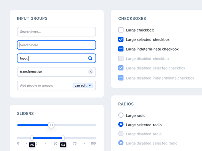 Light Input Fields bar buttons cards checkboxes clean cta disabled flat input input fields light main buttons minimal modern radio search selectors simple sleek slider