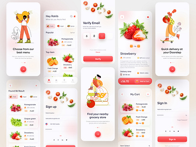 Grocery Delivery App Design (Full) 2020 trend 2020 ui trends app design app ui ecommerce app food and drink food app food delivery food delivery app food design fruit groceries grocery app grocery store ios app design minimal online shop shopping app user experience