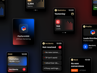 Screens for Affiliate Marketing Watch App affiliate affiliate marketing apple blue blur branding dark figma finance free logo marketing red udix ui ui kit ux watch watch app