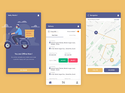 Delivery Boy App UI Design android application apps branding clean creativity delivery app delivery boy app delivery service design ecommerce service logo mockup service app ui ux vendor service