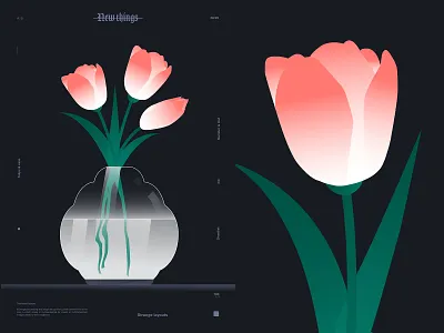 Tulips and vase abstract composition flower flower illustration flowers illustration grandiet illustration laconic layout lines minimal poster poster art tulip vase