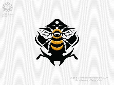 Bumblebee And Bee Head Logo animal beautiful bee brand branding bumblebee buy logo design furry honey logo logotype wings