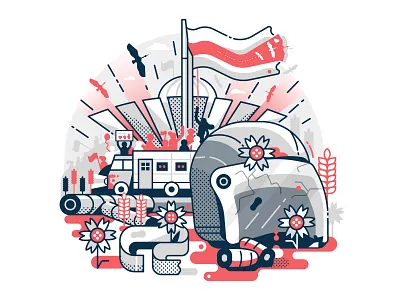 Belarus Freedom belarus concept design dictatorship editorial elections fight flat design freedom illustration line art protests revolution scene vector