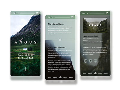 Explorer - Angus Mobile Site adobe photoshop adobe xd branding design ui ux web web design