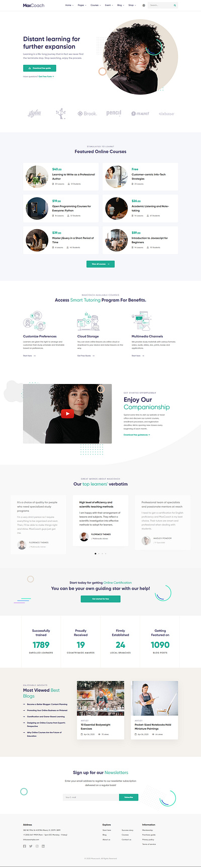 MaxCoach - Education Bootstrap 4 Template bootstrap clean college courses elearning html5 institution learning lesson lms html modern teaching online education responsive school study training tutor university