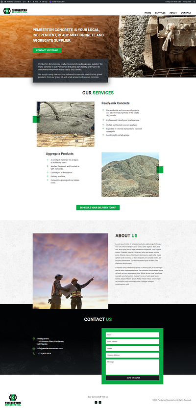 Pemberton Concrete INC devsmoni devsmonibd dividesign diviexpert elementor elementor pro psd template psdtowordpress skmoni wordpress