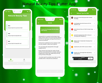 Natural Beauty Tips-Flutter App admob android app android app development androp app ui app design app development codecanyon crossplatform design envatomarket flutter ios app list view material design mobile app design naturalbeautytips skincare theme uidesign ux ui