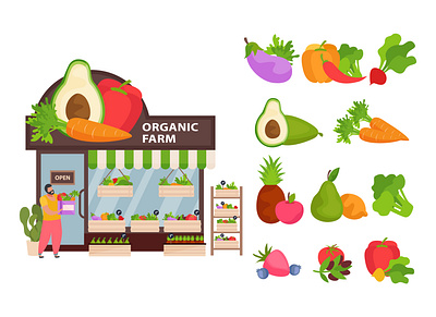 Small business recolor business farm flat illustration organic vector