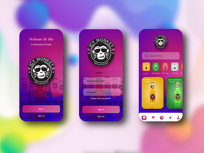 Icy Monkey Drink app app design application ui art creative design drink drink ui illustration mobile sketchapp ui uidesign uikit uikits ux ux ui web webdesign