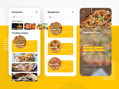 Reciperium adobe xd adobexd app app design concept concept art design flat food food app food illustration foodie ui ui ux ui design uidesign uiux ux ux ui uxui