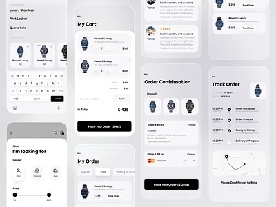 Wathop Shoping app UX UI Design black white black ui clean ui design trend design trends inspiration interaction minimal online shop shopping app shopping cart store app top design top designer ui design ui inspiration ui trend ui trends ux