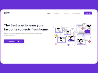 Learn landing screen android app dailyui design dribbble illustration interaction ios landing design landing page design online shopping onlinecourse onlineteaching onlinetraining typography uidesignpatterns ux website design