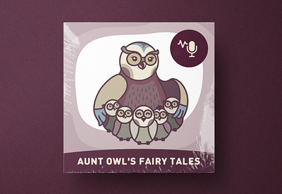 Podcast Cover for "School of young storytellers of Aunt Owl". adobe illustrator coverart fairytales owl owlets podcast vectorart vectorillustrator