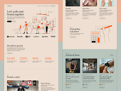 Lilo Social Website Look & Feel blog cta desktop grid hero illustration landing landingpage orange stats uiux website