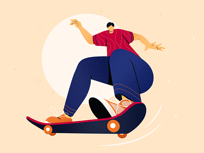 man skating colors concept design digital flat vector illustration skating vector