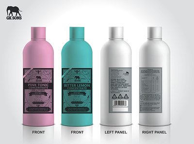 GK Sons Tonic Labels bitter lemon blue branding concentrate design icon illustration labels packagin packaging design packaging mockup pink pink tonic tonic tonic labels vector