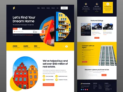 Realoestate - Real Estate Website Design agency building clean colorful design landingpage property website psd template real estate ui realestate typography ui ui design ux design