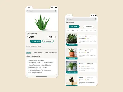 Plant details and reminder UI adobexd application branding creative design flat trend ui ux web