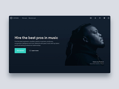 Landr Network app design marketplace music network saas ui ux