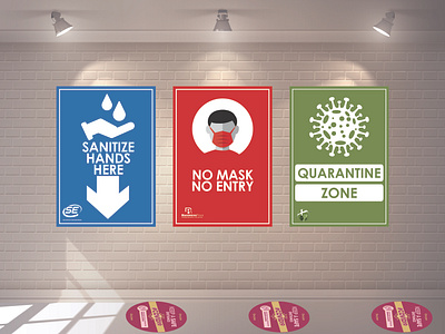 Personal Protection Stationery Posters covid19 design floor decals keep a safe distance no entry no mask pandemic personal protection personal protection stationery posters product design protection qaurantine zone sanitize here social distancing stationery