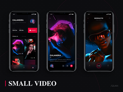 Small video app black card design entertainment film ui video