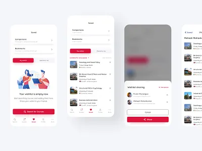 Wishlist, bookmark and compare flows app application bookmark bookmarks brand identity branding comparisons favorite illustration ios like mobile save settings share typography user experience design user interface design wishlist
