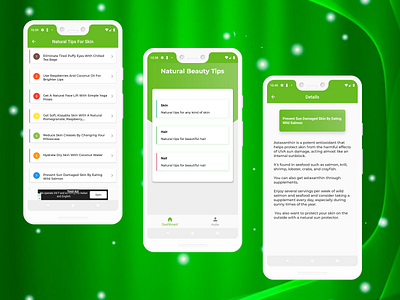 Natural Beauty Tips-Flutter App Using AdMob Sqlite OnBoard Both android app design android app development app design codecanyon crossplatform envatomarket illustration ios app logo mobile app design