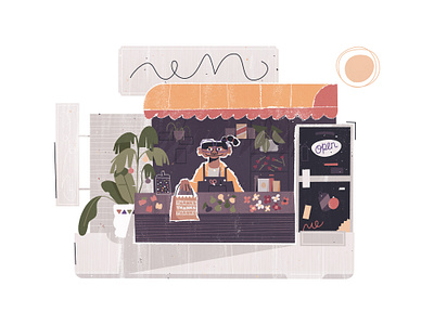 Thanks thanks thanks Bodega bag bodega brand illustration branding character design city convenience flowers illustration open pigtail plants shop small business store street thanks woman