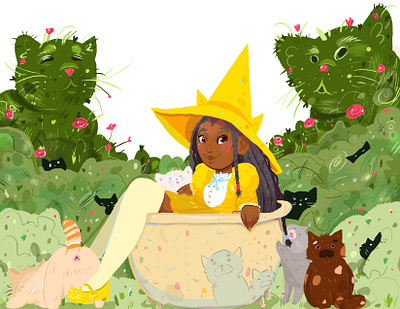 Cat witch characterdesign characters childrens book cover art illustration kidlit kidlitart