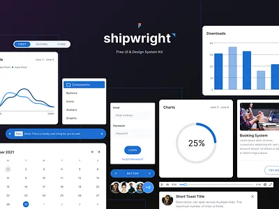 Shipwright - Free UI & Design System Kit components data vis design design system free kit marketing site mobile resource system ui ui kit ux web website