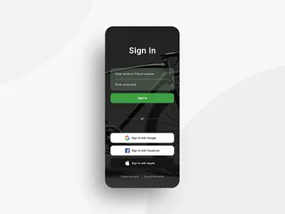 Sign In UI ( Cycle Renting App ) adobe xd android app app design booking app design interface ios log in mobile sign in sign up ui ui design uiux
