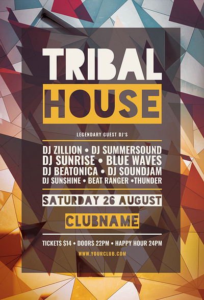 Tribal House Flyer download flyer geometric geometry graphic design graphicriver house photoshop polygon poster psd template tribal