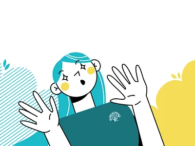 whoa art character character design design fun girl girl character illustration illustrator leaf social media banner summer vector wow