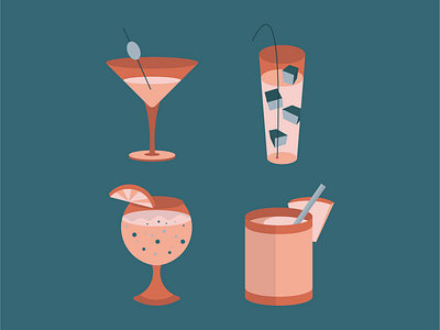 Cocktails Illustrations Set art branding cocktail cocktails color colors concept design digital art flat design illustration illustrator illustrators minimal photoshop summer vector vector art vector illustration