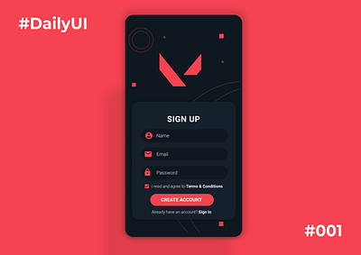 Daily UI #001 Sign Up app daily ui dailyui 001 game illustration signup ui uiux ux valorant