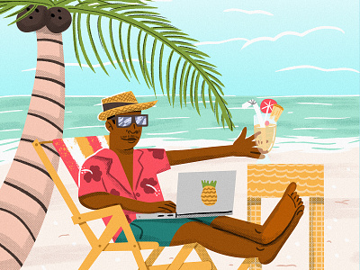 Work with a piña colada beach drink mac outdoor pc pineapple piña colada punta cana remote working remotework sand sea