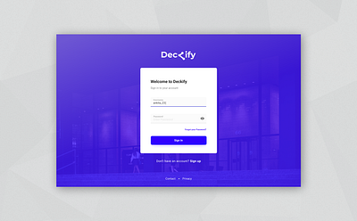 Deckify branding classy clean login login design login form login page login screen sign in sign in ui signup signup page ui design uidesign webapp webapp design webdesign