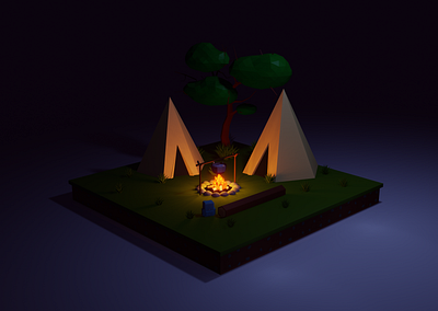 Camping 3d blender3d frostnout illustration low poly