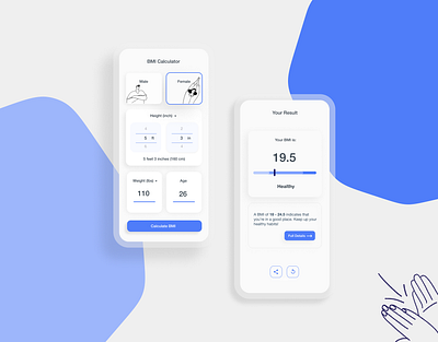 BMI calculator | Daily UI 004 app bmi calculator daily ui 004 dailyui dailyuichallenge mobile app ui ui ux
