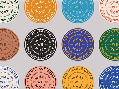 The Village Green Preservation Society Badge album badge club color palette illustration music pin preserving the old ways protecting the new ways society stars stickermule the kinks typography vintage what more can we do