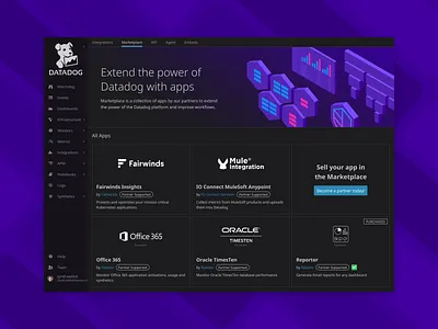 Datadog Marketplace app app store billing clean design design ecommerce grid integration interface layout marketplace product design store ui ux